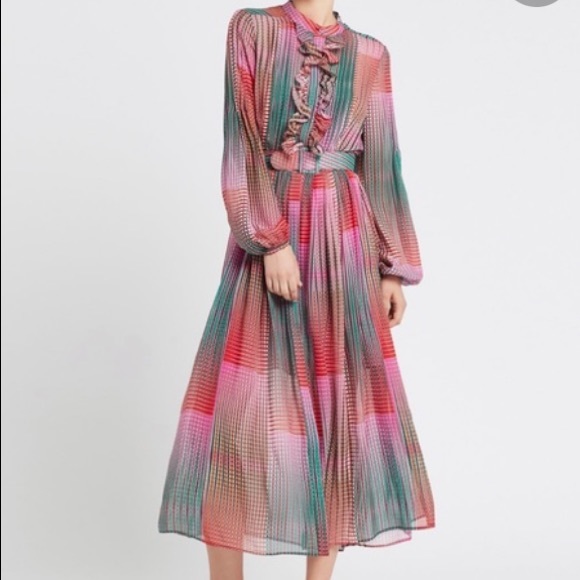 SALONI Dresses & Skirts - Saloni Raquel Emerald Illusion Silk Dress